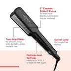 REVLON Ceramic Coated 2-Inch Flat Iron Hair Straightener – Black