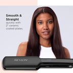 REVLON Ceramic Coated 2-Inch Flat Iron Hair Straightener – Black