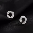 Crystal Swirl Fashion Stud Earrings Women 925 Sterling Silver Jewellery Gift