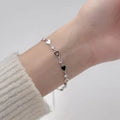 925 Sterling Silver Crystal Hollow Heart Charm Bracelet for Women