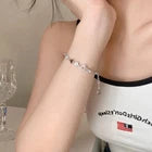 925 Sterling Silver Crystal Hollow Heart Charm Bracelet for Women