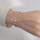 925 Sterling Silver Crystal Hollow Heart Charm Bracelet for Women