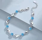 925 Sterling Silver Crystal Love Heart Charm Bracelet for Women