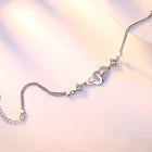 925 Sterling Silver Crystal Double Heart Linked Charm Bracelet for Women