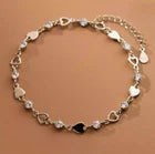 Sterling Silver Crystal Hollow Heart Linked Charm Bracelet for Women
