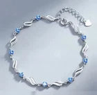 925 Sterling Silver Crystal Love Heart Charm Bracelet for Women