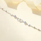 925 Sterling Silver Double Heart Crystal Charm Bracelet for Women
