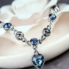 Sterling Silver Crystal Love Heart Linked Charm Bracelet for Women