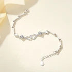 925 Sterling Silver Double Heart Crystal Charm Bracelet for Women