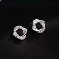 Crystal Swirl Fashion Stud Earrings Women 925 Sterling Silver Jewellery Gift