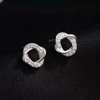 Crystal Swirl Fashion Stud Earrings Women 925 Sterling Silver Jewellery Gift