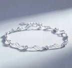 925 Sterling Silver Crystal Love Heart Charm Bracelet for Women