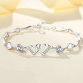 925 Sterling Silver Double Heart Crystal Charm Bracelet for Women