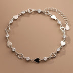 925 Sterling Silver Crystal Hollow Heart Charm Bracelet for Women